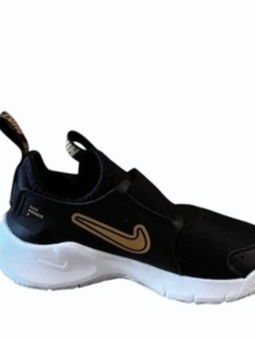 Nike Boys Flex Runner 3 Black Gold Slip On Shoes Size 12 Toddler Sneakers